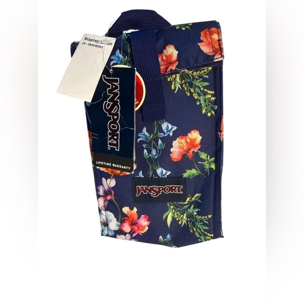 Jansport Navy Mountain Meadow Floral Print Pouch Rolltop Lunch Bag